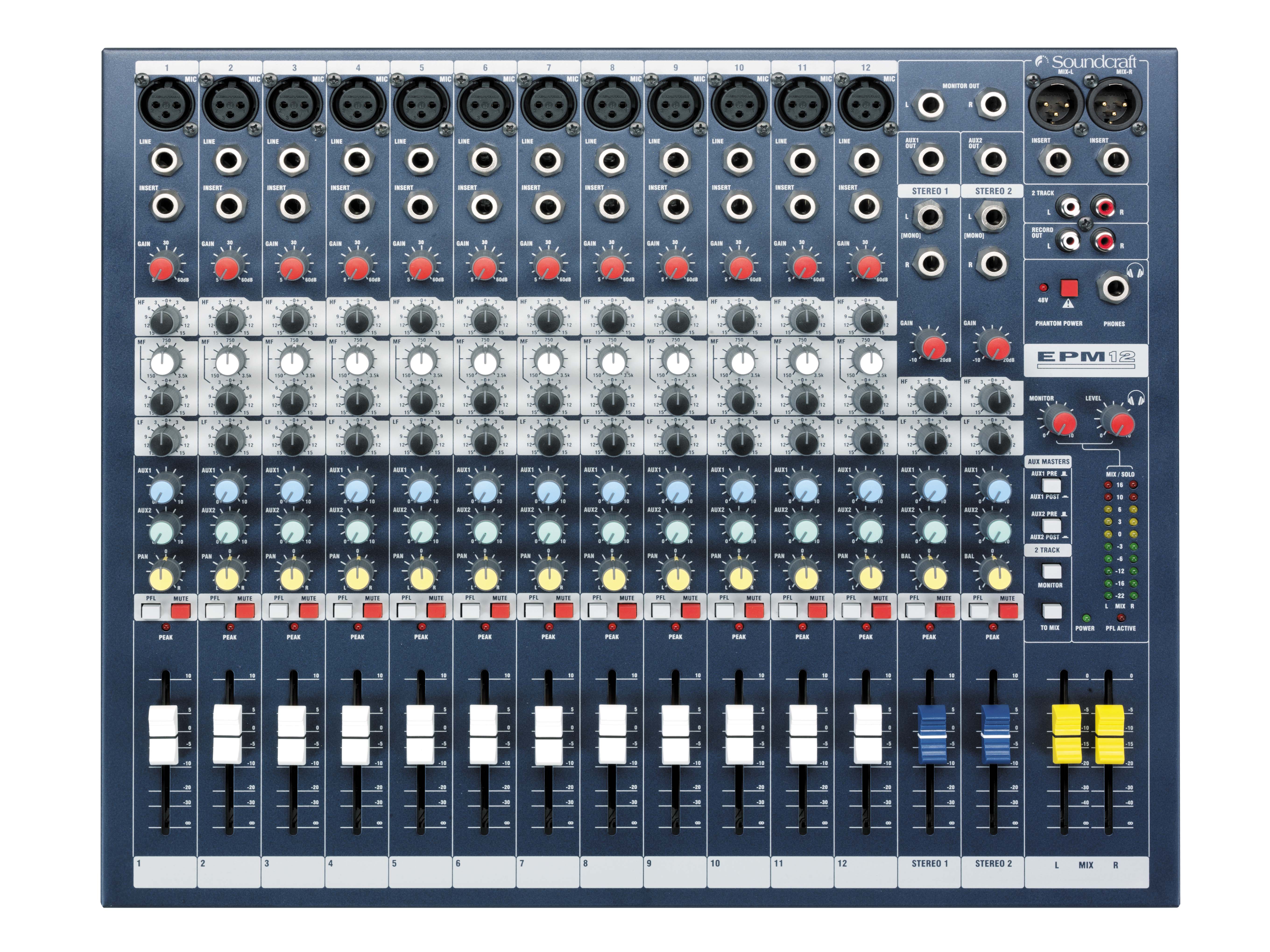 Soundcraft 声艺 EPM12 12 路模拟调音台｜GB30 话放专业模拟混音台 | 徐州音响工程 | 江苏志昂音响工程有限公司